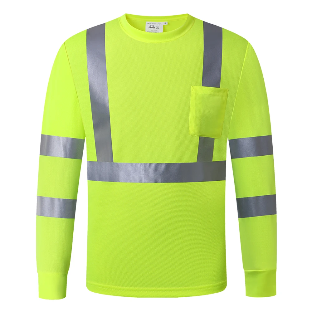 Рабочая футболка с высокой видимостью EN20471 Класс 3 Hi Vis Рабочая одежда Рубашки с длинным рукавом Размер S-5XL