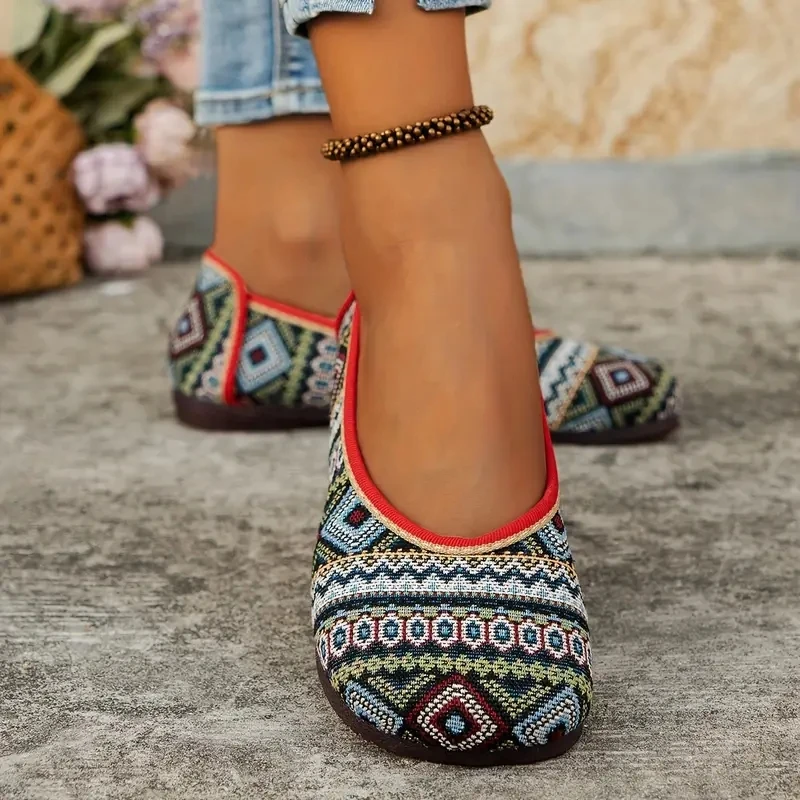 Рекомендуемые покупателями женские туфли на плоской подошве с геометрическим рисунком, повседневная легкая обувь без застежки, женская удобная обувь