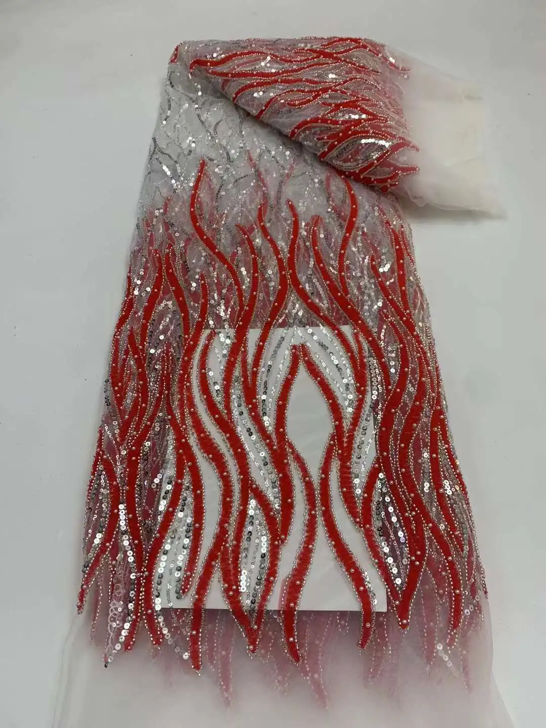Роскошная кружевная ткань Sequence African Beads 2023, новейший высококачественный Французский тюль, кружевная вышивка, пайетки для вечернего платья