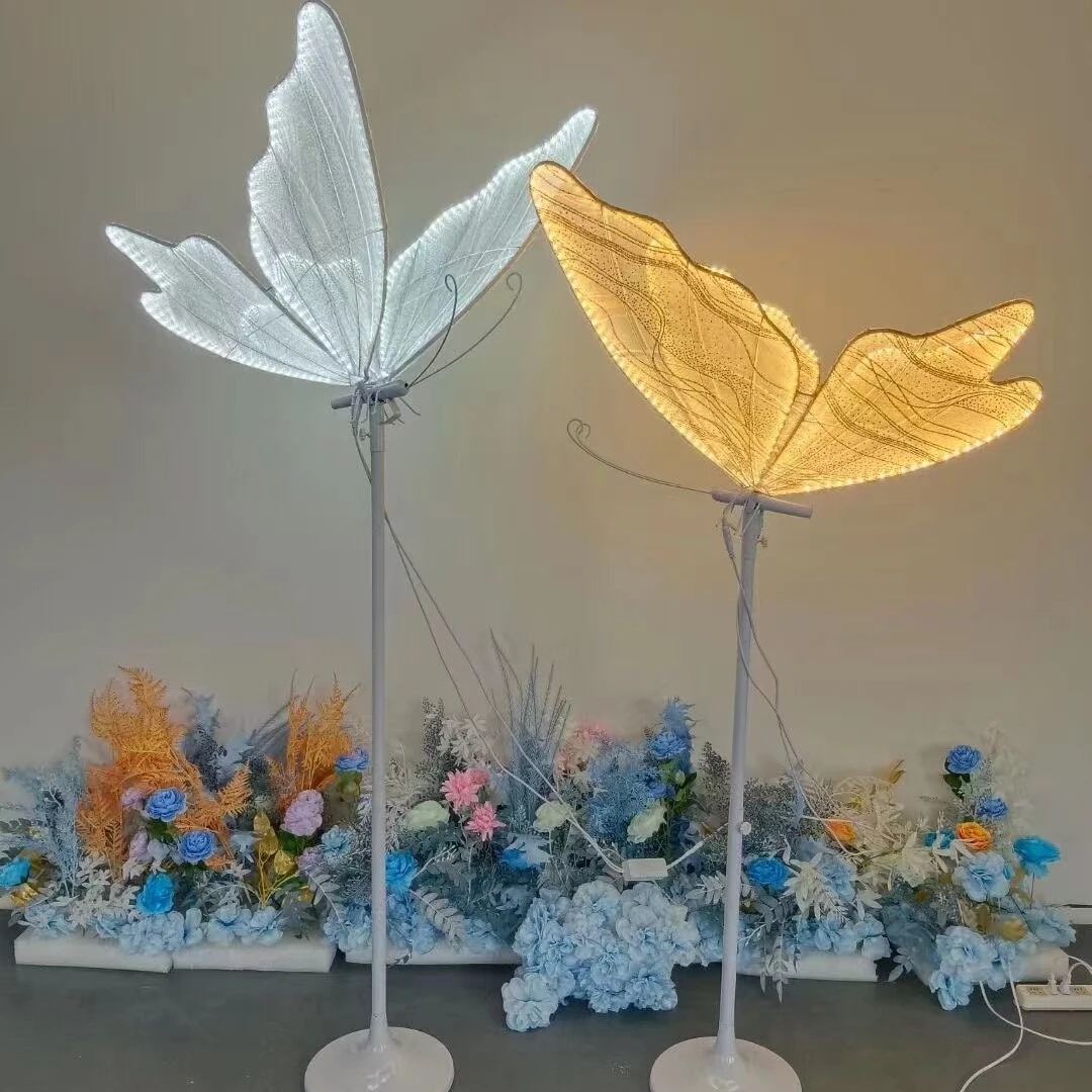 Светильник для свадебного декора, светодиодный торшер с кружевными бабочками, романтические креативные лампы-бабочки, дорожная нагрузка, дорожка для освещения сцены вечеринки.
