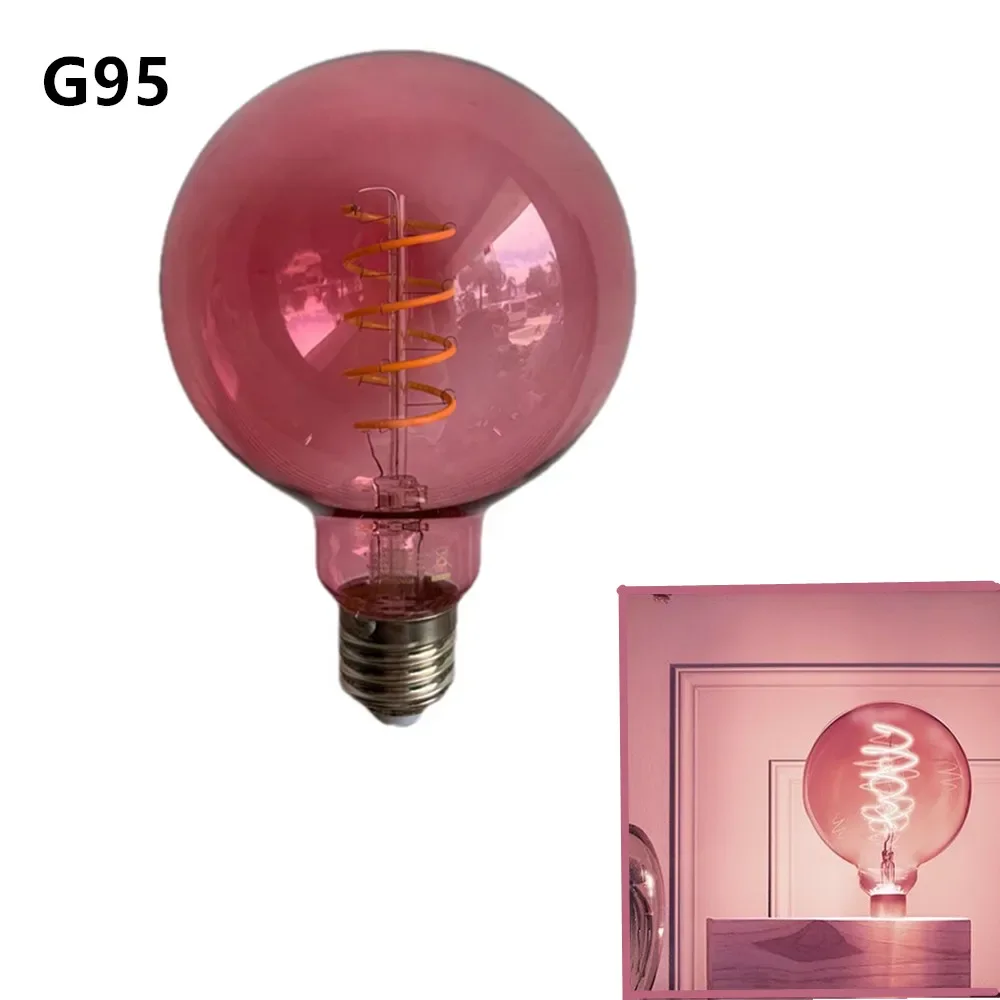 Светодиодные лампы накаливания Edison Pink Rose Art Lights G95 с регулируемой яркостью E27 4,2 Вт 4 Вт 25 Вт 220 В 2300 К 360-градусные энергетические лампы