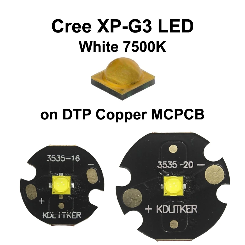 Светодиодный излучатель Cree XP-G3 S3 0D Cool White 7500K SMD 3535 на фонарике KDLitker DTP Copper MCPCB своими руками