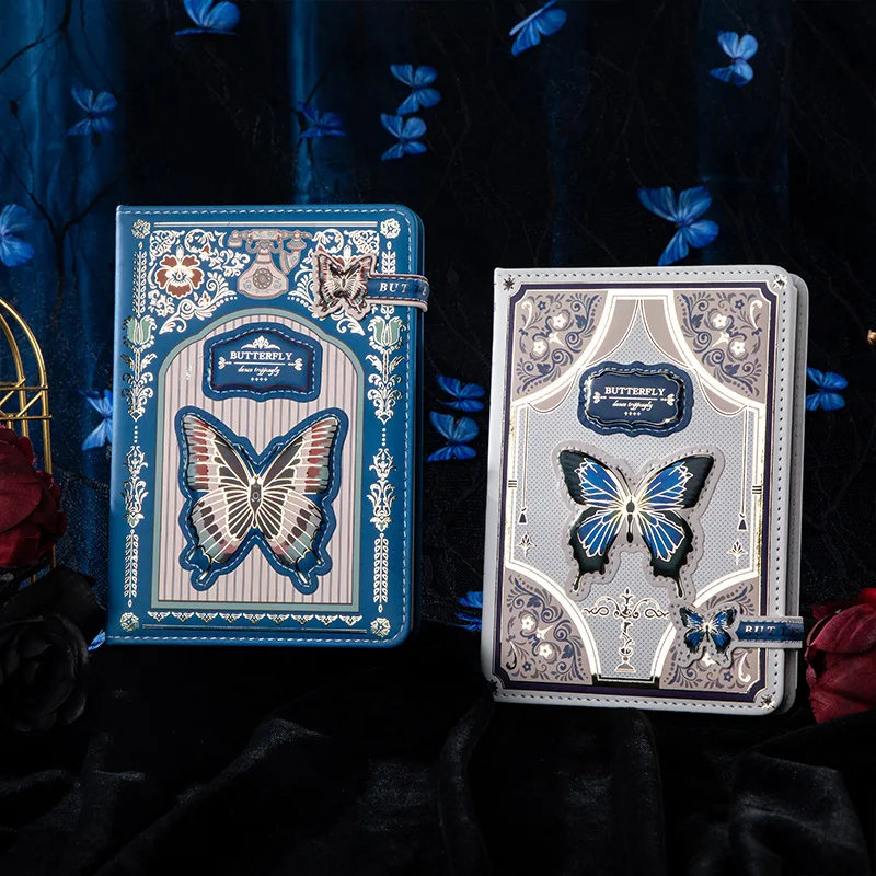 Серия Gothic Butterfly Ретро Блокнот Классический Дизайн Цветная Иллюстрация Страницы Дневник в твердом переплете Блокнот из мягкой кожи