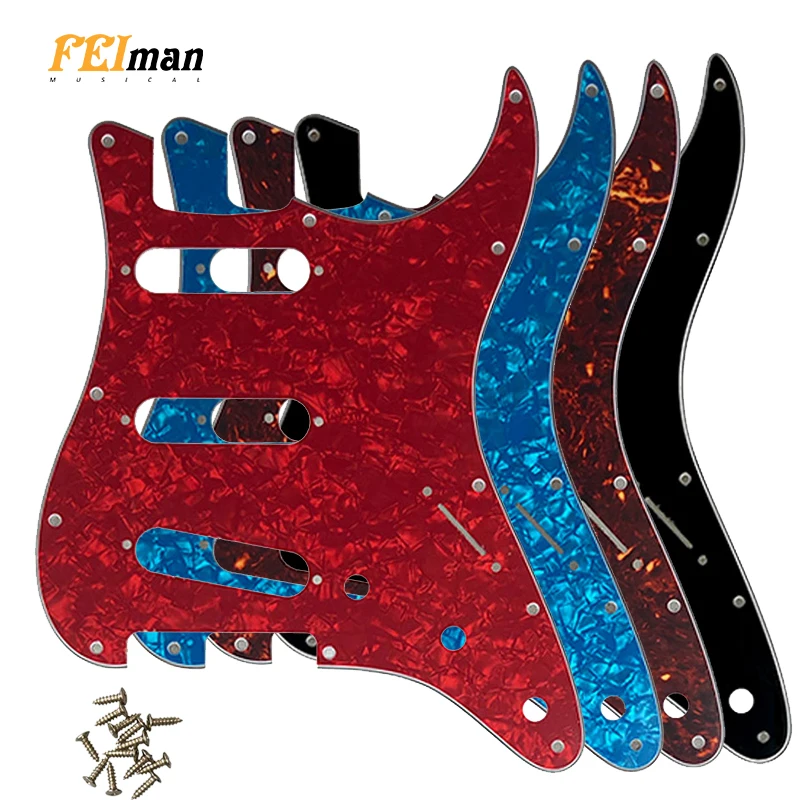 Скретч-накладка Fei Man -Fender Strat Standard SSS St С винтами, Накладка для гитары Для США и Мексики, многоцветная, Отверстие для винта 11