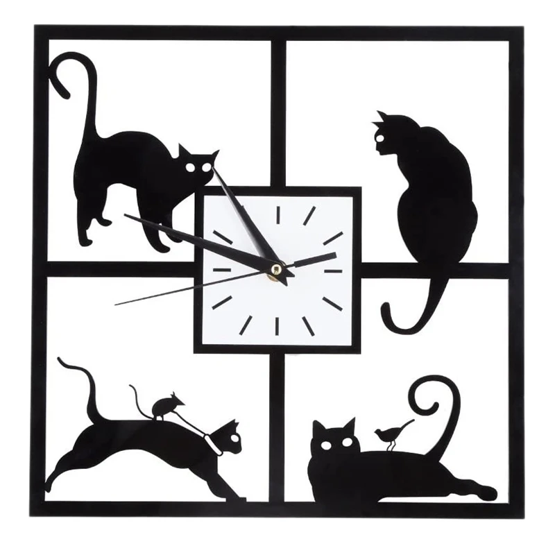 Современные 3D цифровые настенные часы с кошачьим зеркалом, не Тикающие Бесшумные Часы на батарейках, Часы для дома, гостиной, ванной Комнаты, декора, подарка.