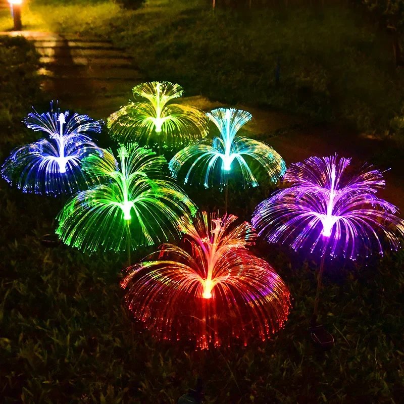 Солнечная энергия, медузы, огни фейерверка, украшение сада, светодиодные красочные волоконно-оптические фонари, метеоритный дождь, окружающее праздничное освещение