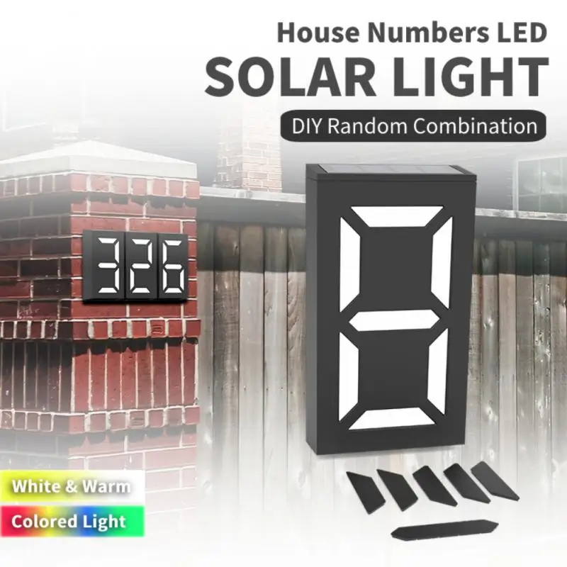 Солнечные Светильники Black House Number LED Exterior Fence Применяются К Вилле Hotel Waterproof IP65 Solar Outdoor Porch Logo Light