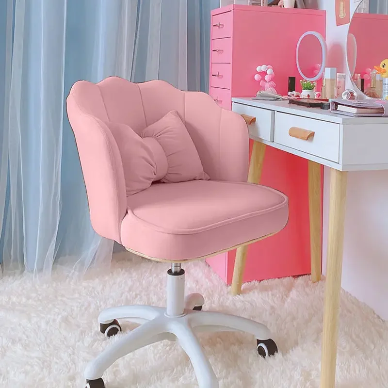 Стул для девочек, симпатичный компьютерный стул для спальни, удобный письменный стол с поворотной подъемной спинкой, стул для макияжа, табурет для письма