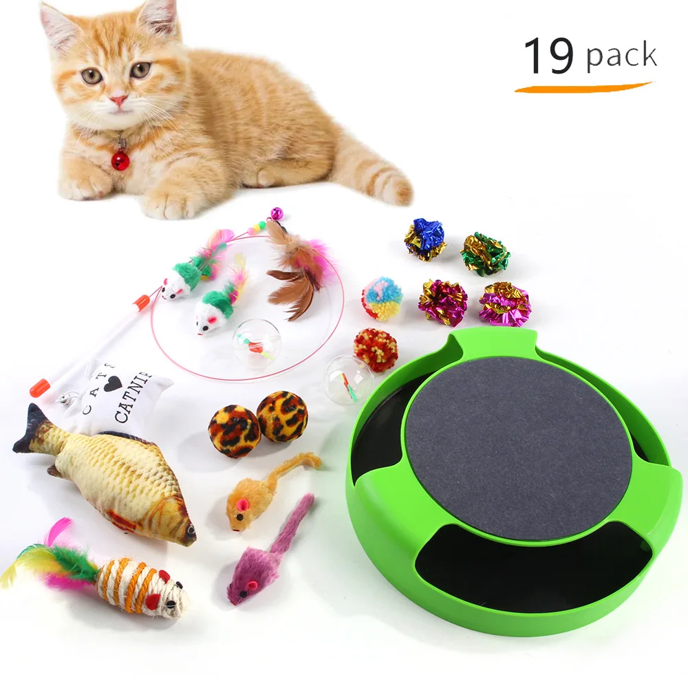Сумасшедшая игра Игрушка для кошек Автоматическая игрушка для домашних животных, дразнящая кошек, Интерактивная мышь, бегущая по дорожке, Поворотный стол, игрушка, дразнящая кошачью палку
