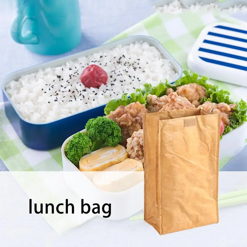 Сумка для ланча, моющийся пакет для льда с крафт-изоляцией, сумка для ланча, Прочная сумка для хранения, Домашняя Складная сумка для хранения хлеба, фруктов для офиса