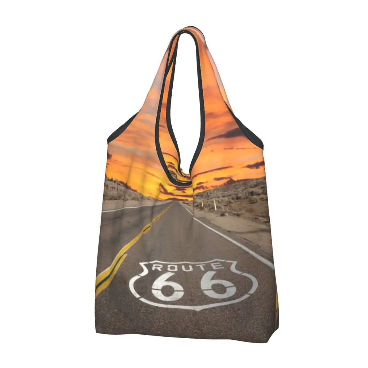 Сумка для покупок на Американском шоссе Route 66 Cute Shopper Tote Сумки через плечо Большая портативная сумка для главной улицы Америки