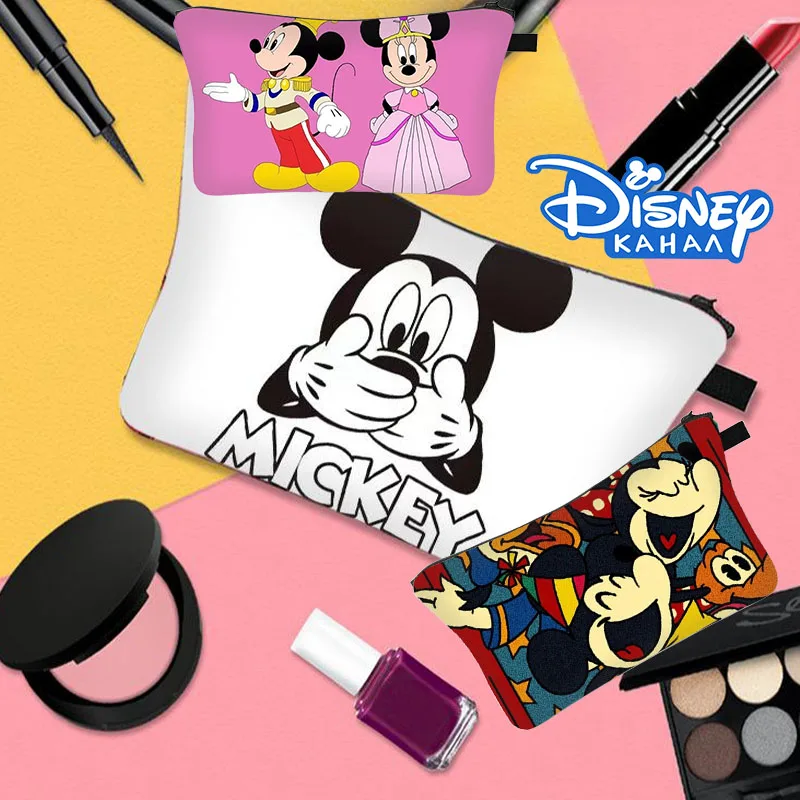 Сумки для макияжа с Микки Диснеем, Минни, сумка для хранения девочек из мультфильма, Дональд Дак, Органайзер для хранения ювелирных изделий, сумка-мешок большой емкости