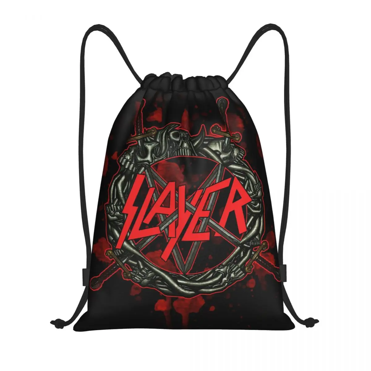 Сумки с логотипом Heavy Metal Rock Slayers на шнурке Для женщин и мужчин, портативные спортивные рюкзаки для спортзала, трэш-группы, рюкзаки для покупок