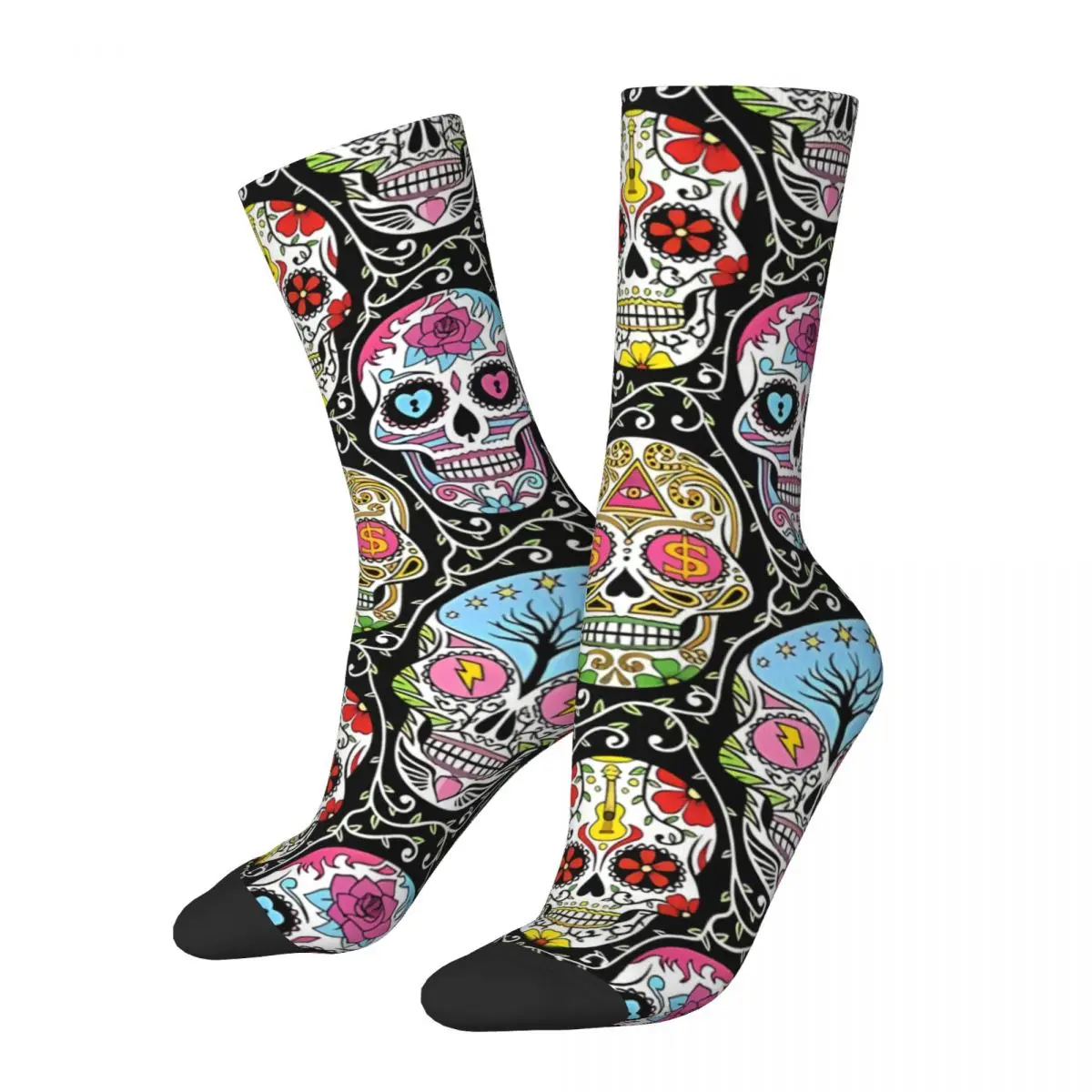 Счастливый носок для мужчин, мем, винтажный Мексиканский череп, Хэллоуин, День мертвых, качественный носок с рисунком, бесшовный подарок
