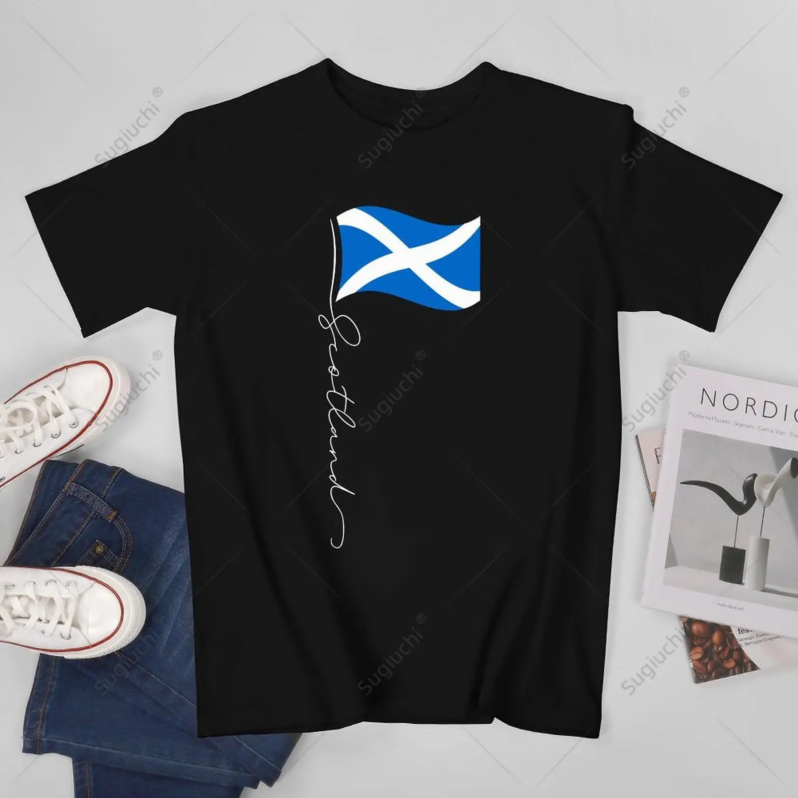 Унисекс, мужчины, флаг Шотландии, фирменный флагшток - футболка с патриотическим шотландским флагом, футболки, футболки, женские футболки, футболки из 100% хлопка для мальчиков