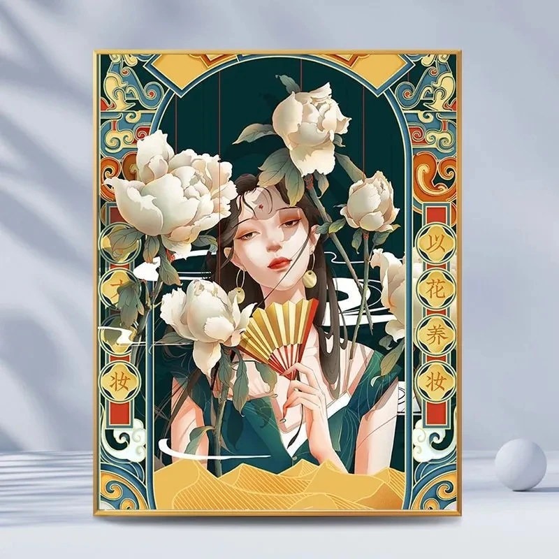 Цифровая картина маслом Guofeng Gufeng, ручная роспись маслом, собранный цветок, украшение гостиной, спальни, картина, украшение штата Прилив