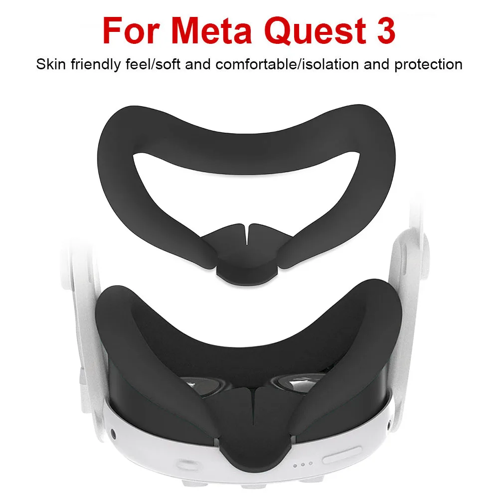 Чехол для лица виртуальной реальности для Meta Quest 3 Аксессуары Силиконовая маска для лица, защищающая от пота, Моющаяся Светонепроницаемая крышка для лица для Meta Quest 3