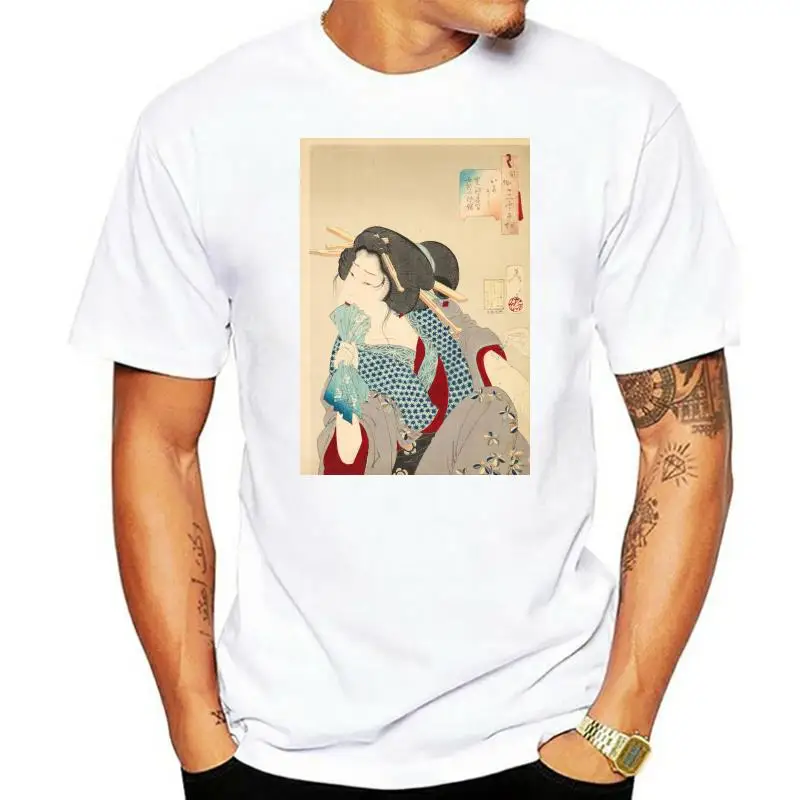 Японская футболка Укие-Э, татуировка в виде Гейши, женская Мужская футболка с принтом, повседневная футболка