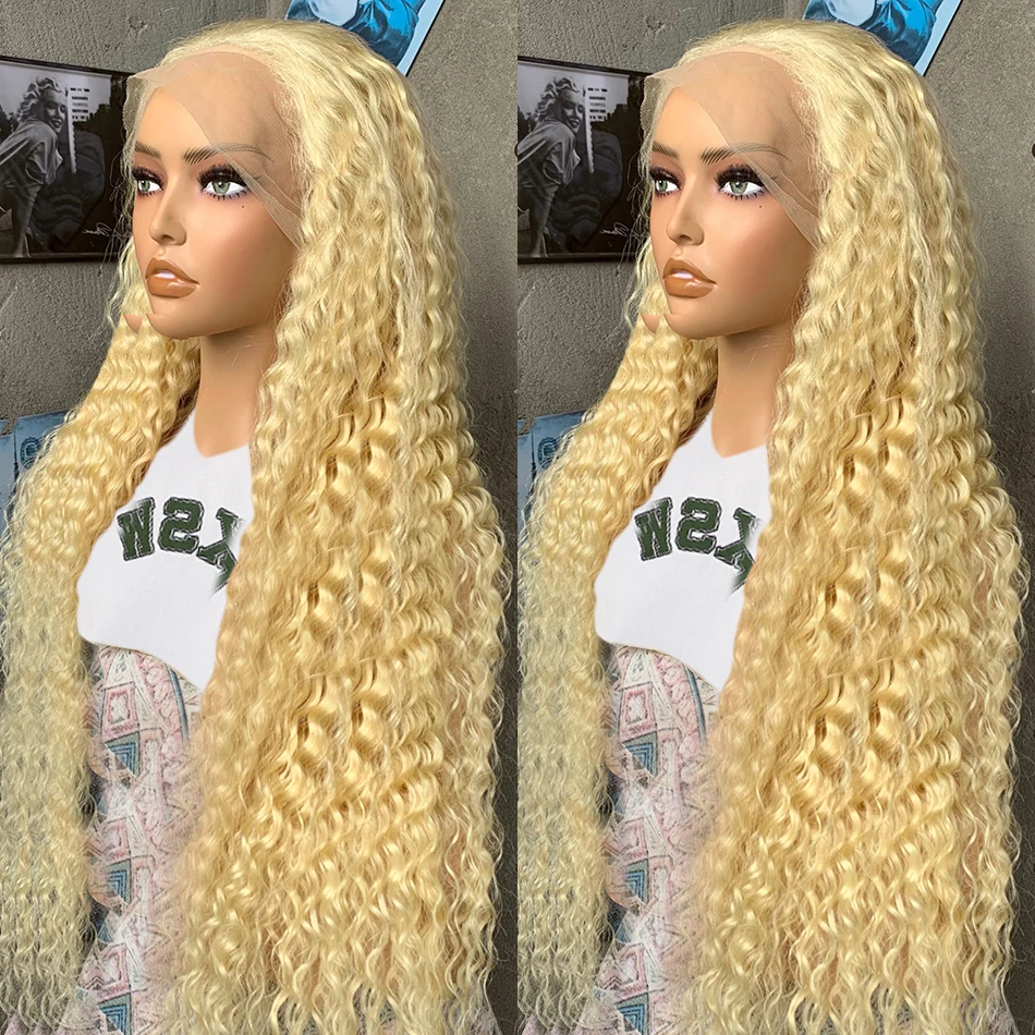 30 40-дюймовые парики из натуральных волос с глубокой волной 13x6 HD, 613 париков из натуральных волос цвета медовой блондинки с 220% завитками 13x4 для женщин