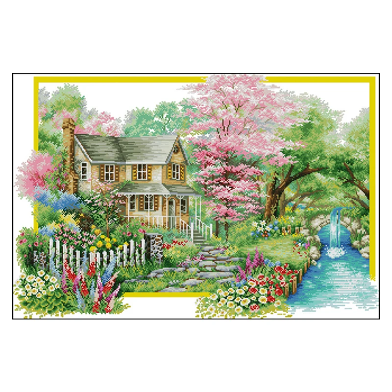 Amishop Top Quality Красивый Прекрасный Набор Для Вышивания Крестиком Spring Comes House Home Dome