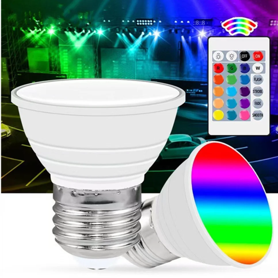 RGB LED Light E27 LED bulb220v Цветная Умная Лампа GU10Spotlight Лампа E14 Lampe Led Gu5.3 Light MR16 Лампа с Регулируемой яркостью Для Домашнего Декора