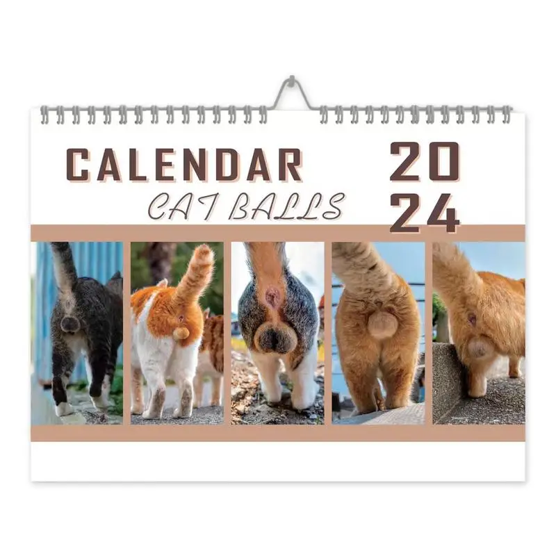 Настенный календарь на 2024 год, календарь кошачьих задниц, выходит с января 2024 года По декабрь 2024 года, Милое планирование, ежедневник, Настенный планировщик, ежемесячно