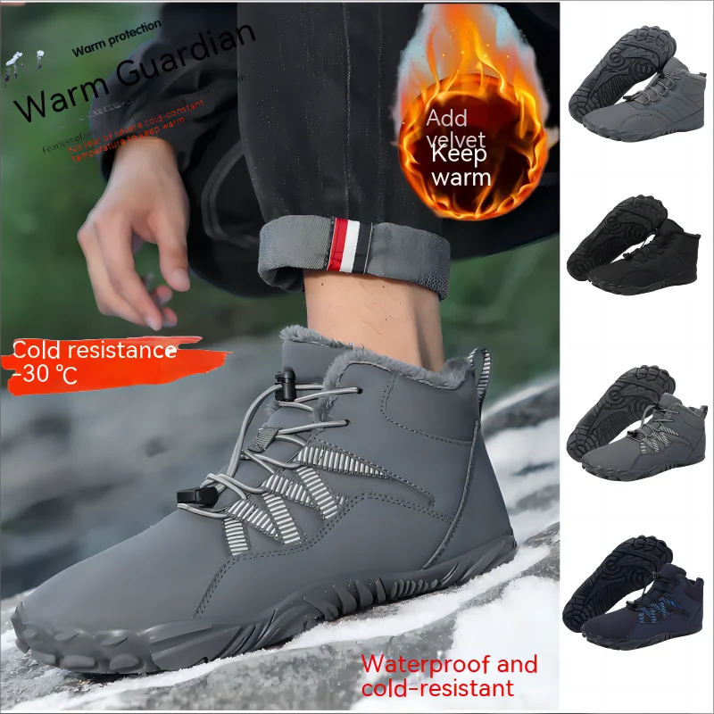 НОВАЯ бархатная хлопчатобумажная обувь с утолщением, мужские кроссовки для ходьбы, походные ботинки из ткани Оксфорд, зимняя теплая обувь для кемпинга на открытом воздухе.