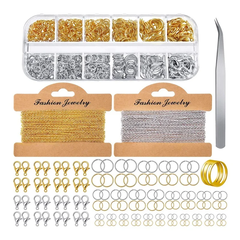 Ювелирные цепочки для изготовления ювелирных изделий с 1000 переходными кольцами и 40 застежками в виде омаров для изготовления ювелирных ожерелий и браслетов